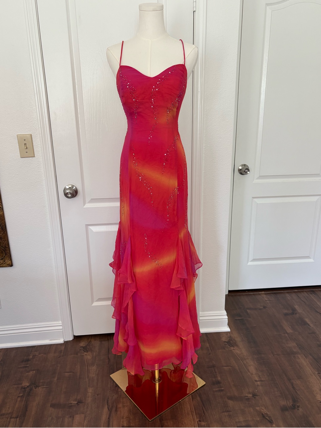 Niki Lavis Pink And Orange Ombre Zara Larsson Sunset Silk Dress